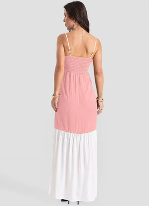 Dianna - Vestido Longo de Alça e Decote em V Rosa - DIANNA