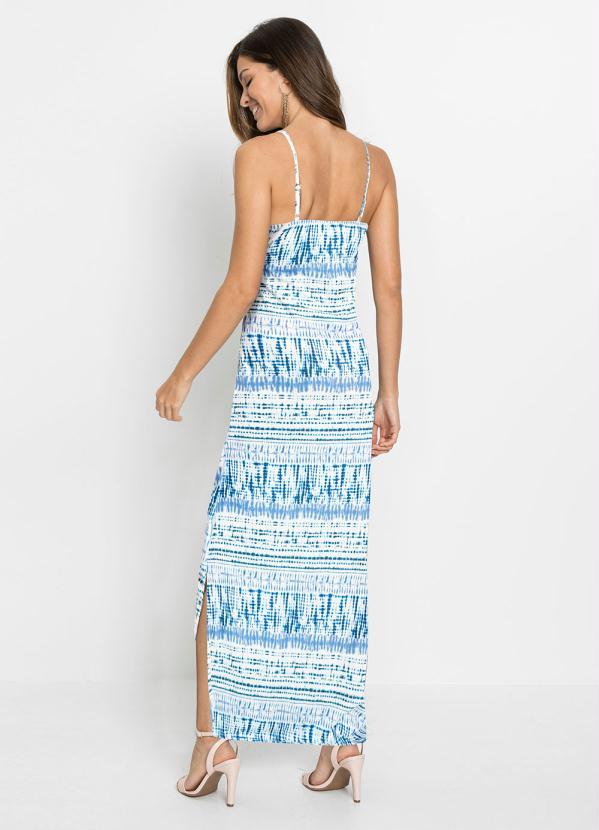 Outlet - Vestido Longo de Alcinha Azul e Branco 2