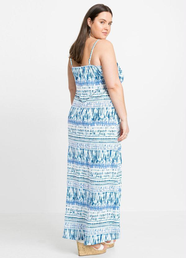 Outlet - Vestido Longo de Alcinha Azul e Branco 6