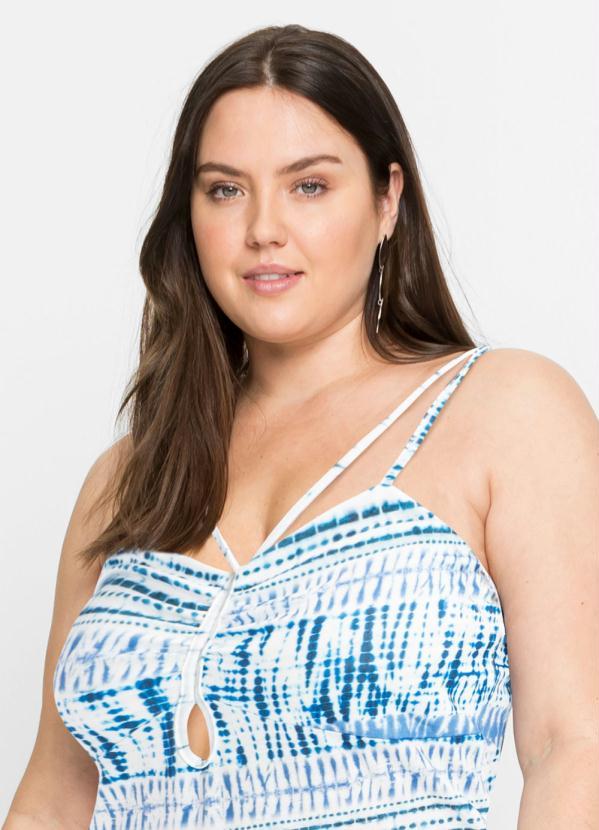 Outlet - Vestido Longo de Alcinha Azul e Branco 7