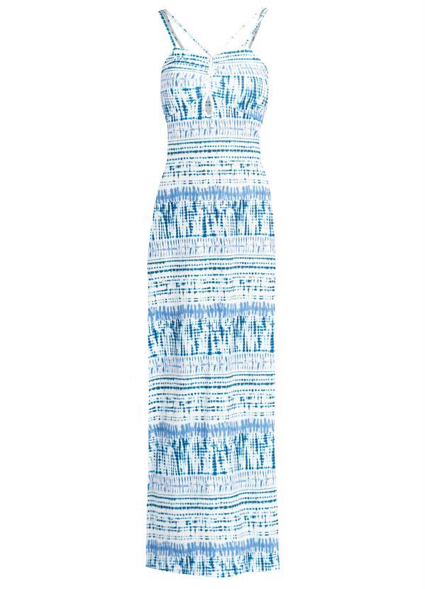 Outlet - Vestido Longo de Alcinha Azul e Branco 8