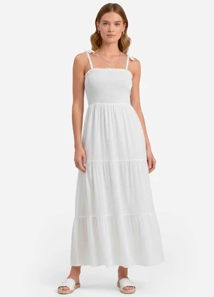 Select - Vestido Longo de Lastex Duna Liso Branco - SELECT