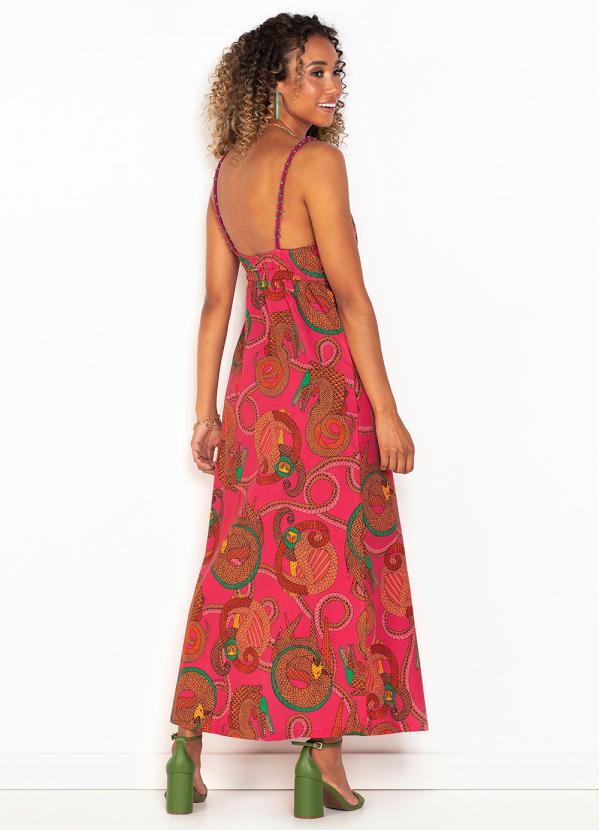 Colcci - Vestido Longo de Tricoline Rosa 2