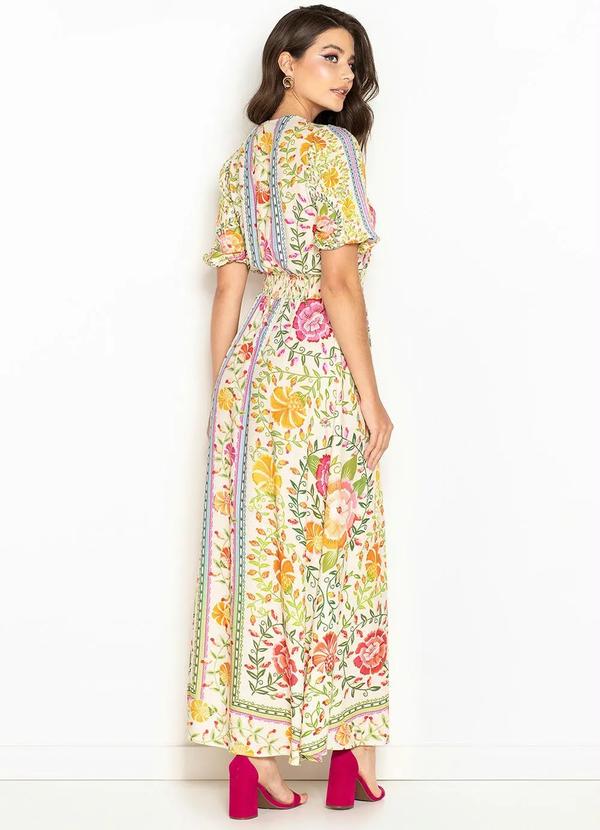 Farm - Vestido Longo de Viscose Amanhecer Bege 2