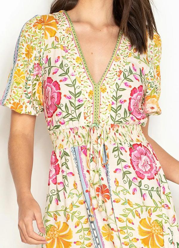 Farm - Vestido Longo de Viscose Amanhecer Bege 3