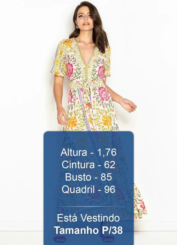 Farm - Vestido Longo de Viscose Amanhecer Bege 5