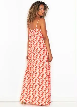 Forum - Vestido Longo de Viscose Estampado Bege - FORUM