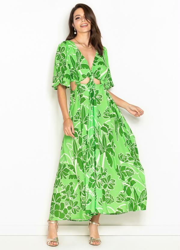Farm - Vestido Longo de Viscose Natureza Linda Verde