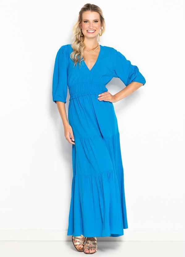 Vestido Longo Vestido Maria Filo Azul Vestido Longo De Viscose