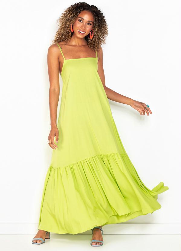 Colcci - Vestido Longo de Viscose Verde