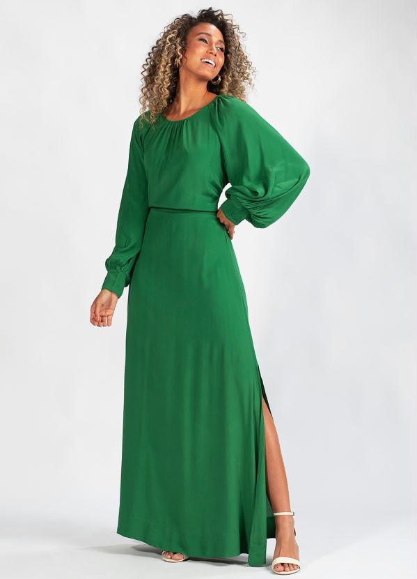 Farm - Vestido Longo de Viscose Verde
