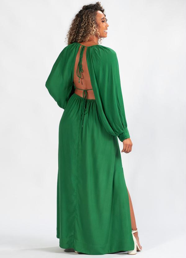 Farm - Vestido Longo de Viscose Verde 2