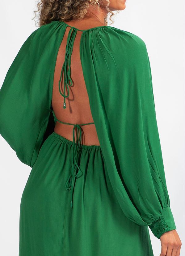 Farm - Vestido Longo de Viscose Verde 4