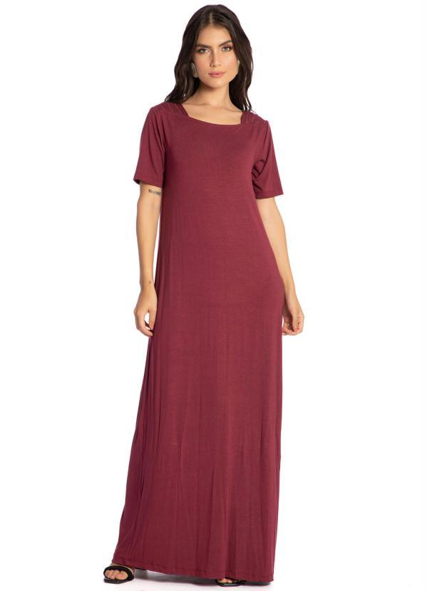 Preview - Vestido Longo Dec Quadrado Vermelho