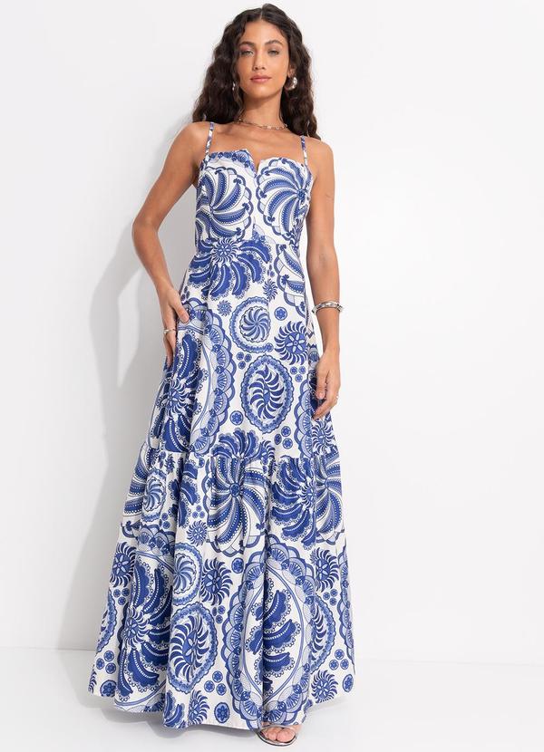 Farm - Vestido Longo Delicadeza de Banana Azul 3