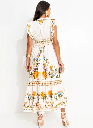 Farm - Vestido Longo Delicadeza de Verão Off White - FARM