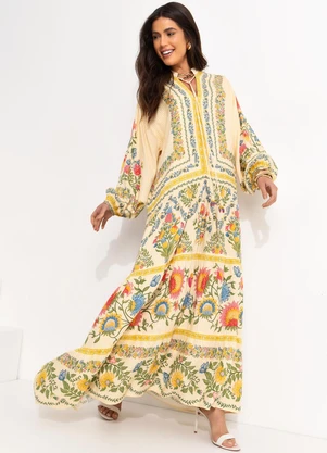 Farm - Vestido Longo Elisa Amarelo - FARM