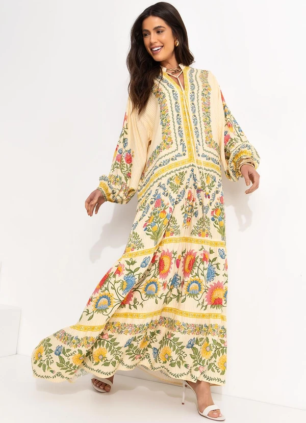 Farm - Vestido Longo Elisa Amarelo