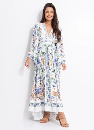 Farm - Vestido Longo Elsa Off White - FARM