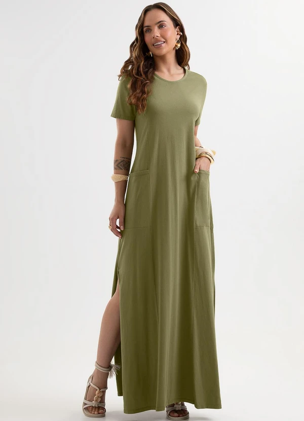 Cativa - Vestido Longo em Algodão Verde