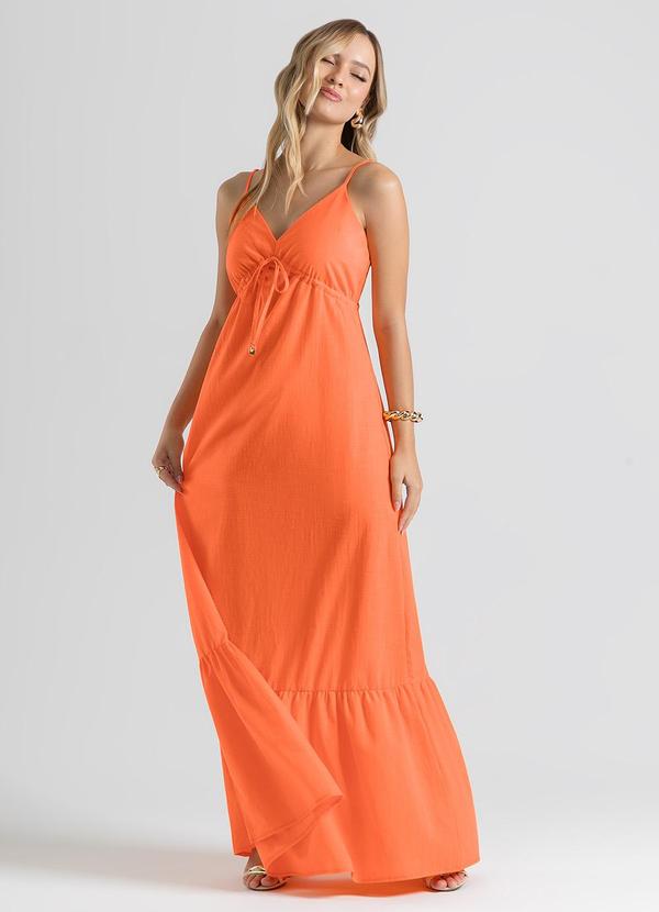 Cativa - Vestido Longo em Cotton Laranja
