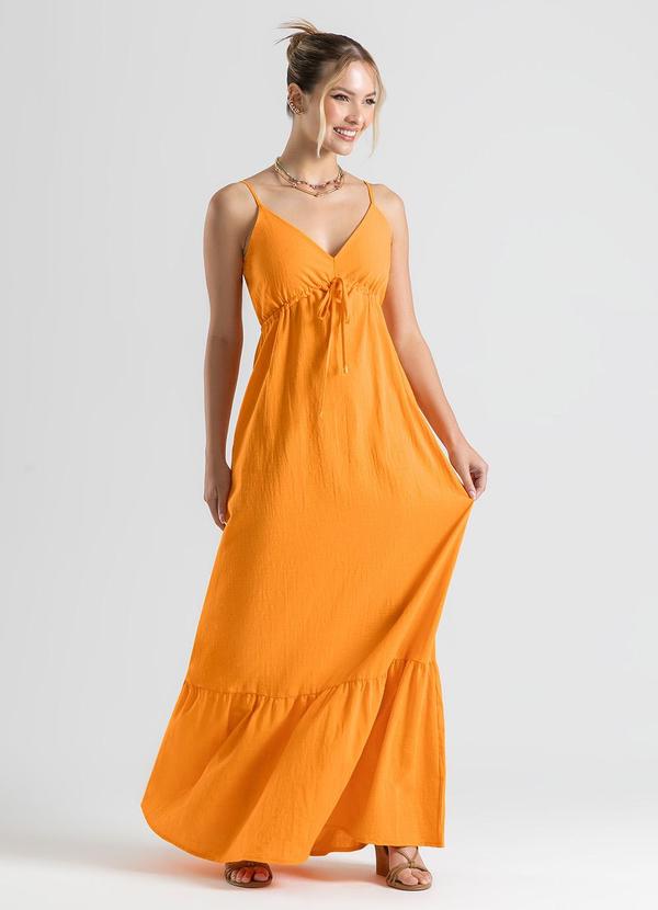 Cativa - Vestido Longo em Cotton Laranja