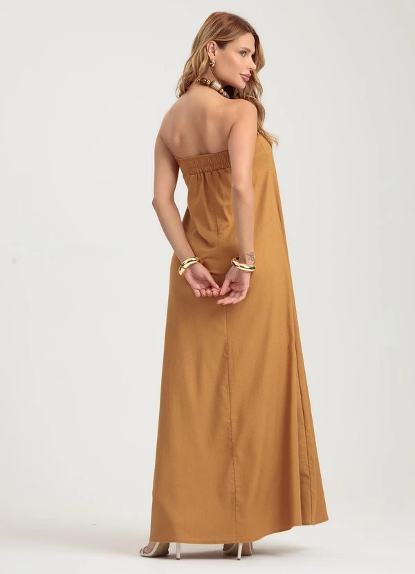 Gris - Vestido Longo em Linho Marrom 2