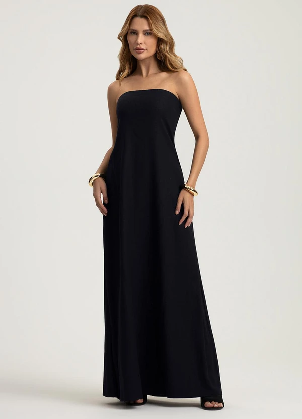 Gris - Vestido Longo em Linho Preto