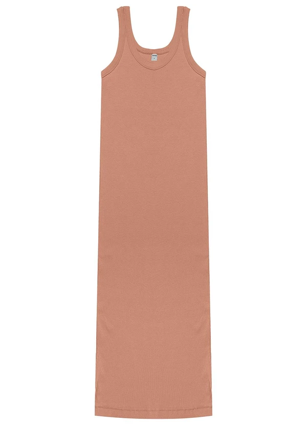 Rovitex - Vestido Longo em Ribana Marrom 1