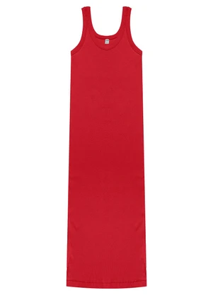 Rovitex - Vestido Longo em Ribana Vermelho - ROVITEX