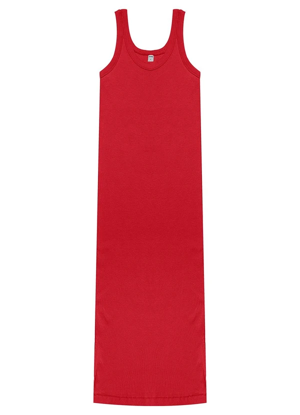 Rovitex - Vestido Longo em Ribana Vermelho