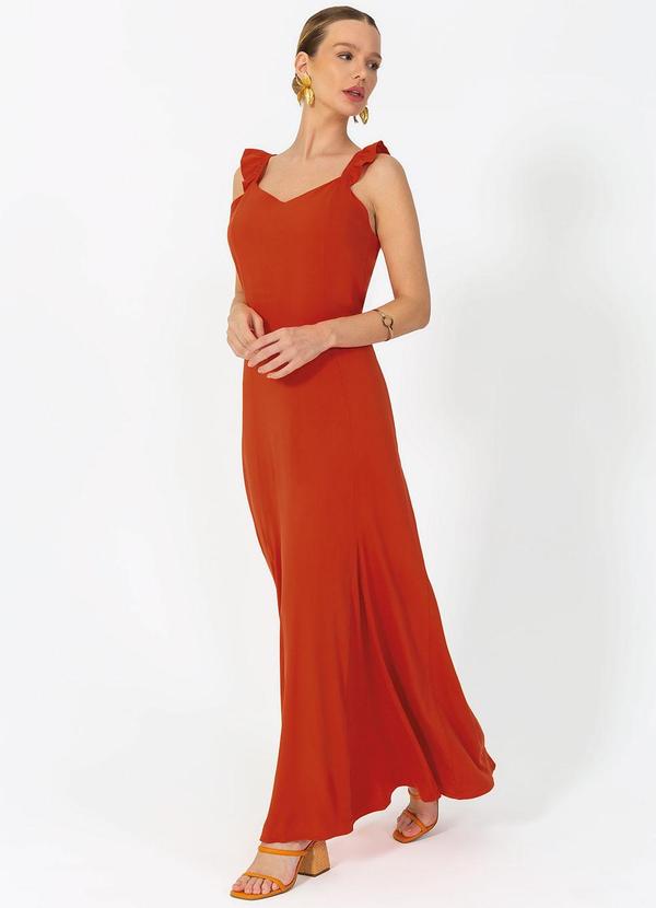 Gris - Vestido Longo em Tecido Flex Laranja