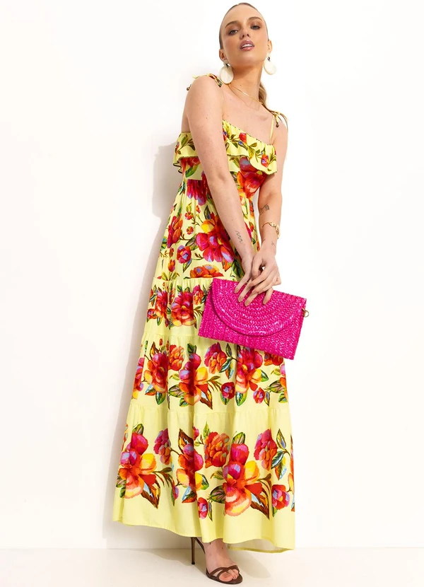 Farm - Vestido Longo em Viscolinho Amarelo 3