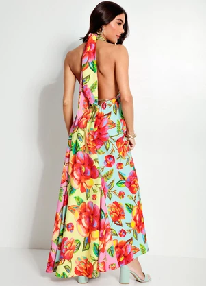 Farm - Vestido Longo em Viscolinho Amarelo - FARM