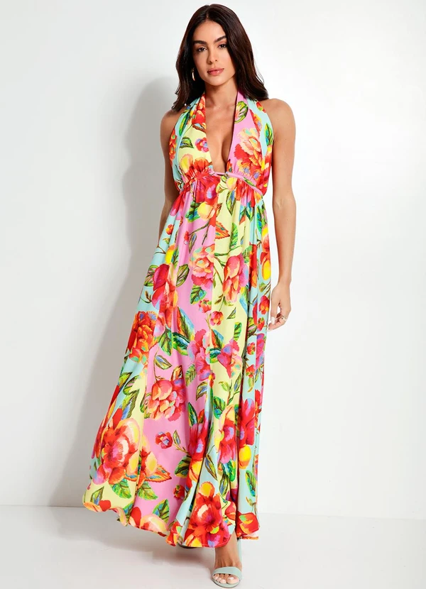 Farm - Vestido Longo em Viscolinho Amarelo