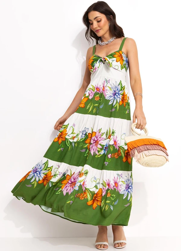 Farm - Vestido Longo em Viscolinho Bege 3