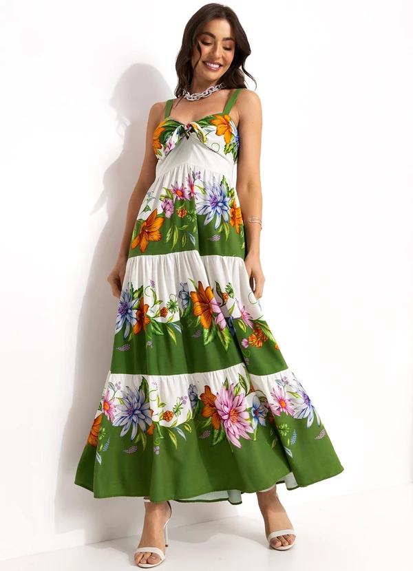 Farm - Vestido Longo em Viscolinho Bege 4