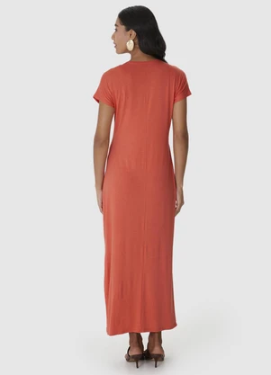 Malwee - Vestido Longo em Viscolinho Coral - MALWEE