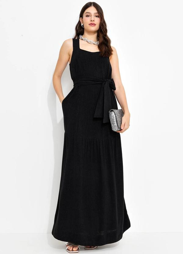 You Premium - Vestido Longo em Viscolinho Preto
