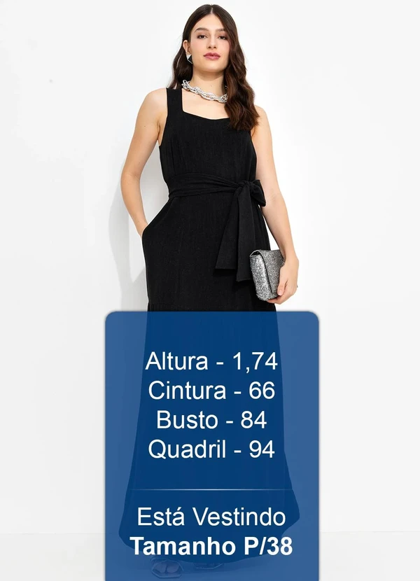 You Premium - Vestido Longo em Viscolinho Preto 5