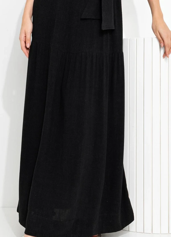 You Premium - Vestido Longo em Viscolinho Preto 8