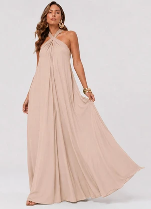Rovitex - Vestido Longo em Viscolinho Rosa - ROVITEX