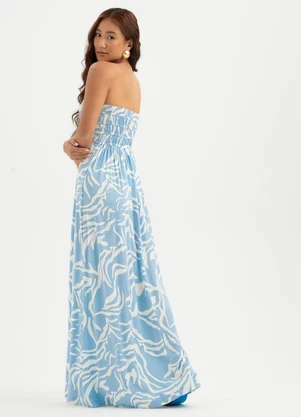 Cativa - Vestido Longo em Viscose Azul Claro - CATIVA