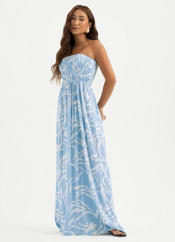 Cativa - Vestido Longo em Viscose Azul Claro