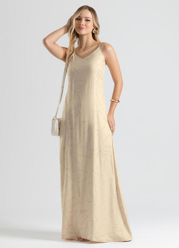 Cativa - Vestido Longo em Viscose Bege