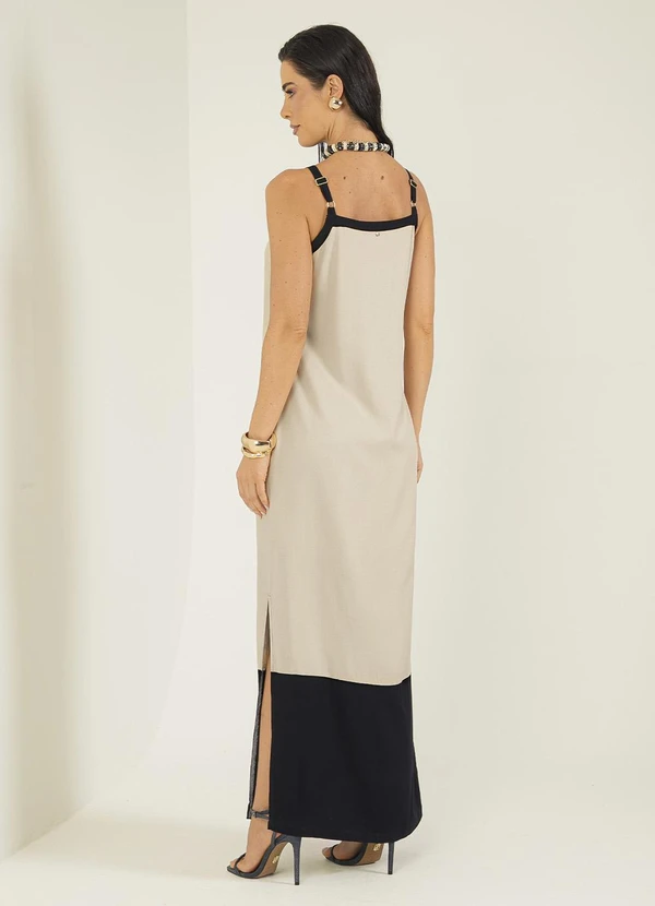 Gris - Vestido Longo em Viscose Bege 2