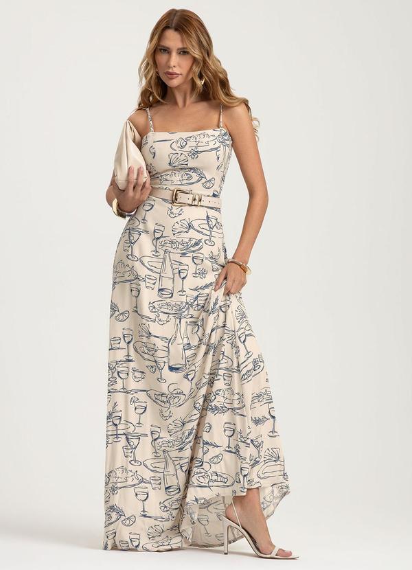 Gris - Vestido Longo em Viscose Bege 2