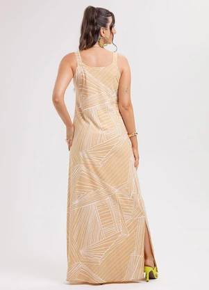 Habana - Vestido Longo em Viscose  Bege - HABANA