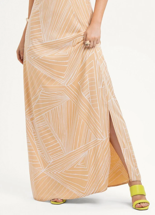 Habana - Vestido Longo em Viscose  Bege 3