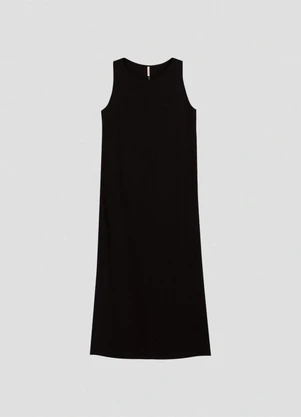Cereja Rosa - Vestido Longo em Viscose com Fenda Preto - CEREJA ROSA